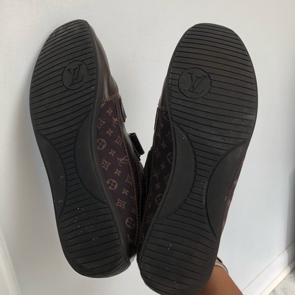 Louis Vuitton Brown Leather and Canvas Logo Velcro Sneakers Sz. 9.5 - Picture 8 of 9